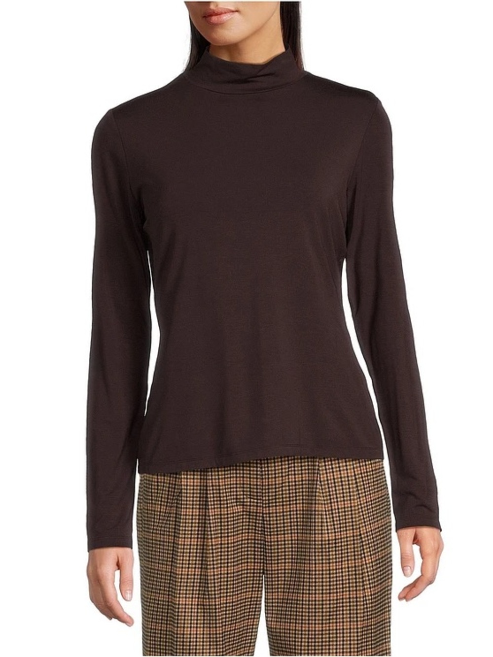 Alex Marie Elena Turtleneck Knit Jersey Long Sleeve Top
